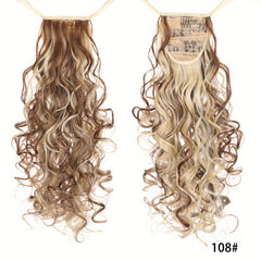 Long Curly Ponytail with Ribbon, Curly Ponytail