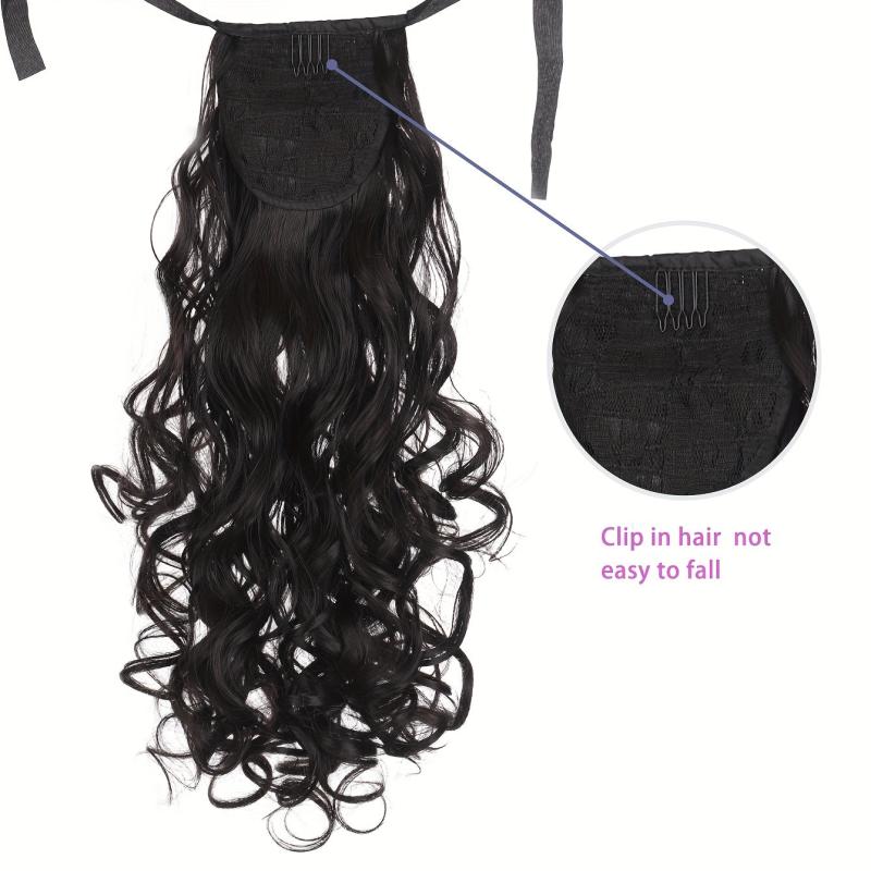 Long Curly Ponytail with Ribbon, Curly Ponytail