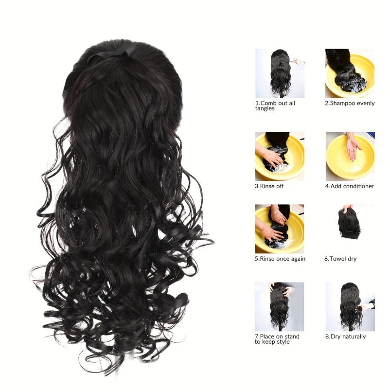 Long Curly Ponytail with Ribbon, Curly Ponytail