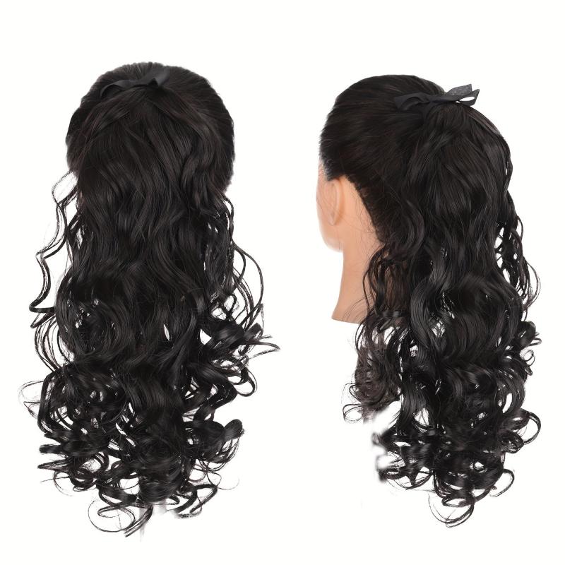 Long Curly Ponytail with Ribbon, Curly Ponytail