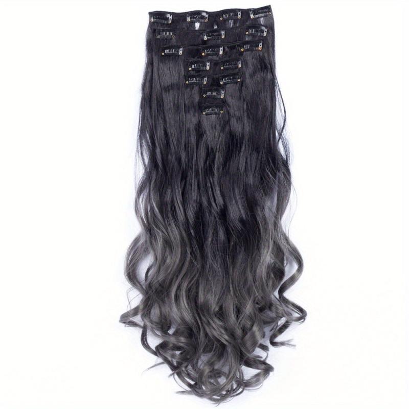 Ombre 7PCS Clip In Wavy Curly Hair Extensions 55-88cm Full Head Synthetic Fiber