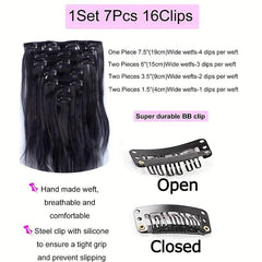 Ombre 7PCS Clip In Wavy Curly Hair Extensions 55-88cm Full Head Synthetic Fiber