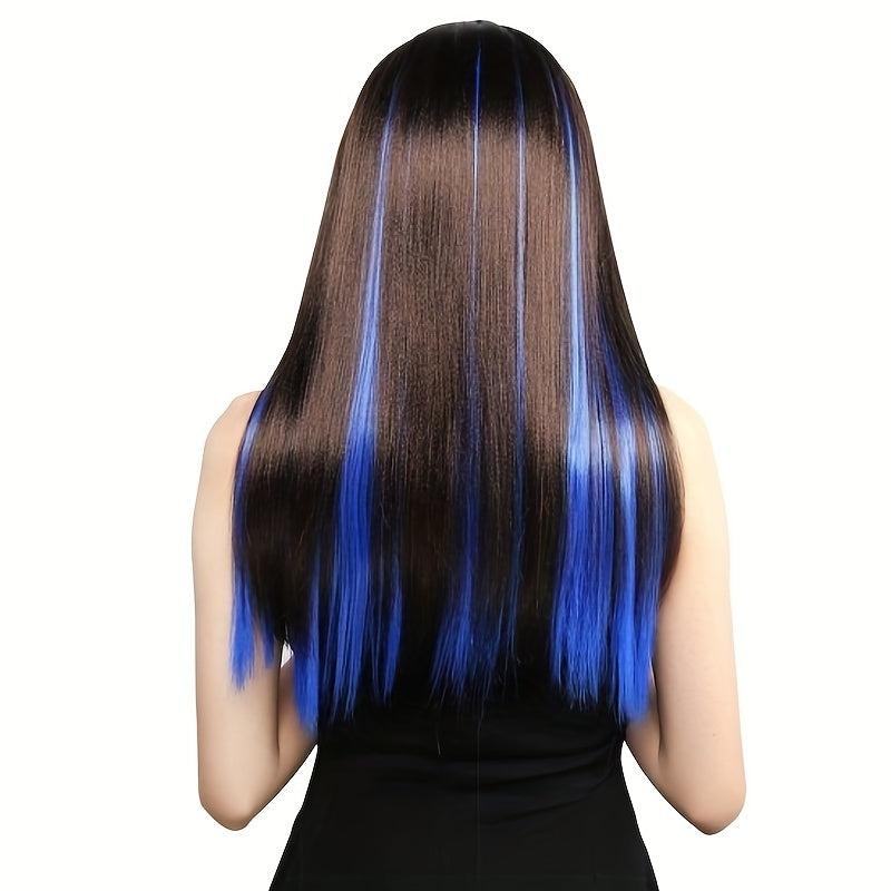 5pcs Straight Hair Extensions Clip-In Synthetic Heat Resistant Y2K Wig Pieces
