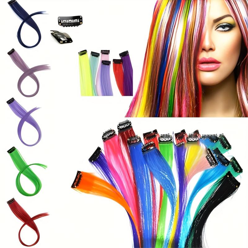 5pcs Straight Hair Extensions Clip-In Synthetic Heat Resistant Y2K Wig Pieces