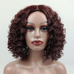 35 56 Cm Short Bob Curly Wigs Middle Part Synthetic Hair Replacement