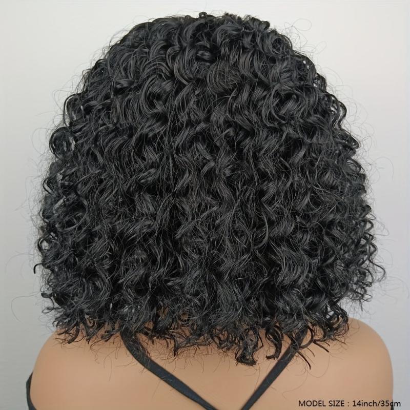 35 56 Cm Short Bob Curly Wigs Middle Part Synthetic Hair Replacement