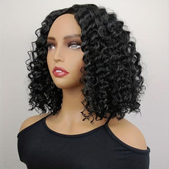 35 56 Cm Short Bob Curly Wigs Middle Part Synthetic Hair Replacement