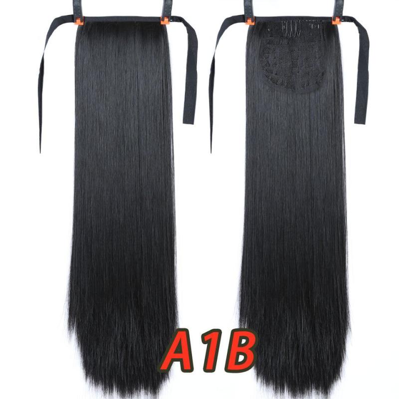 60 96 Cm Straight Hair Extensions Synthetic Clip In Ponytail Extensions