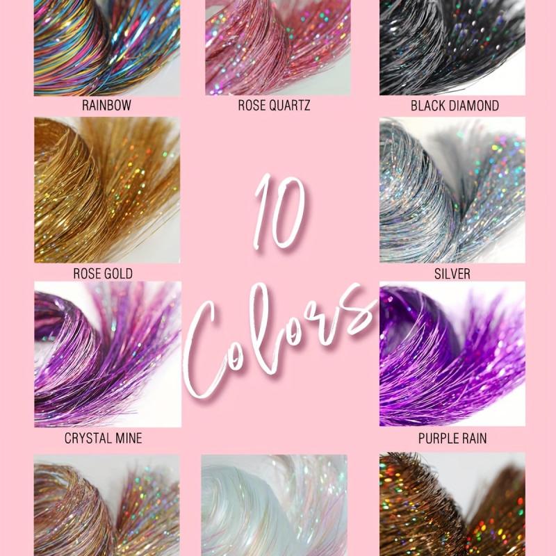 Y2K Party Glitter Tinsel Hair Extensions 6pcs Set Sparkle Hair Accessories