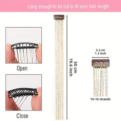 Y2K Party Glitter Tinsel Hair Extensions 6pcs Set Sparkle Hair Accessories