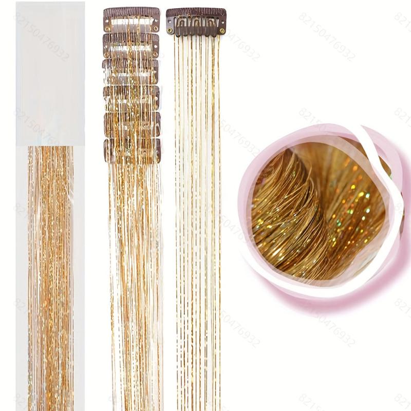 Y2K Party Glitter Tinsel Hair Extensions 6pcs Set Sparkle Hair Accessories