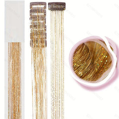 Y2K Party Glitter Tinsel Hair Extensions 6pcs Set Sparkle Hair Accessories