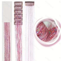 Y2K Party Glitter Tinsel Hair Extensions 6pcs Set Sparkle Hair Accessories
