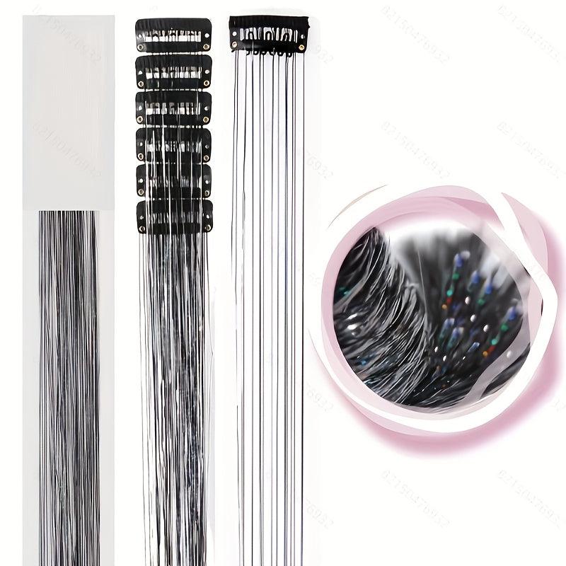 Y2K Party Glitter Tinsel Hair Extensions 6pcs Set Sparkle Hair Accessories