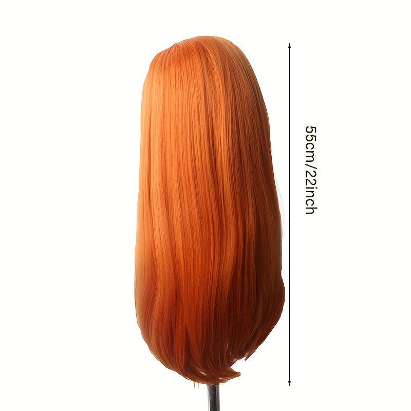 Orange Long Straight Synthetic Wig Heat Resistant for Halloween