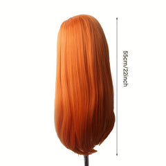 Orange Long Straight Synthetic Wig Heat Resistant for Halloween