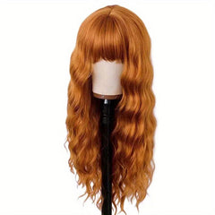 Orange Long Straight Synthetic Wig Heat Resistant for Halloween