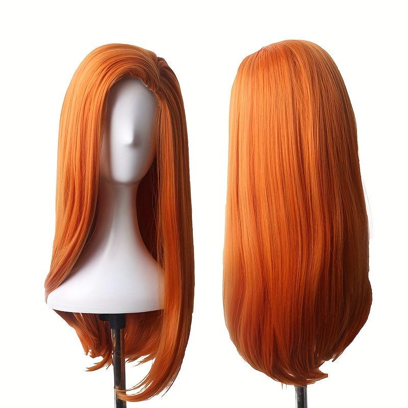 Orange Long Straight Synthetic Wig Heat Resistant for Halloween