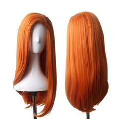 Orange Long Straight Synthetic Wig Heat Resistant for Halloween