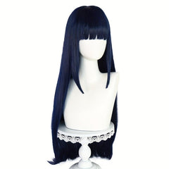 Straight Dark Navy 28 Cm Long Female Anime Cosplay Wig With Bangs