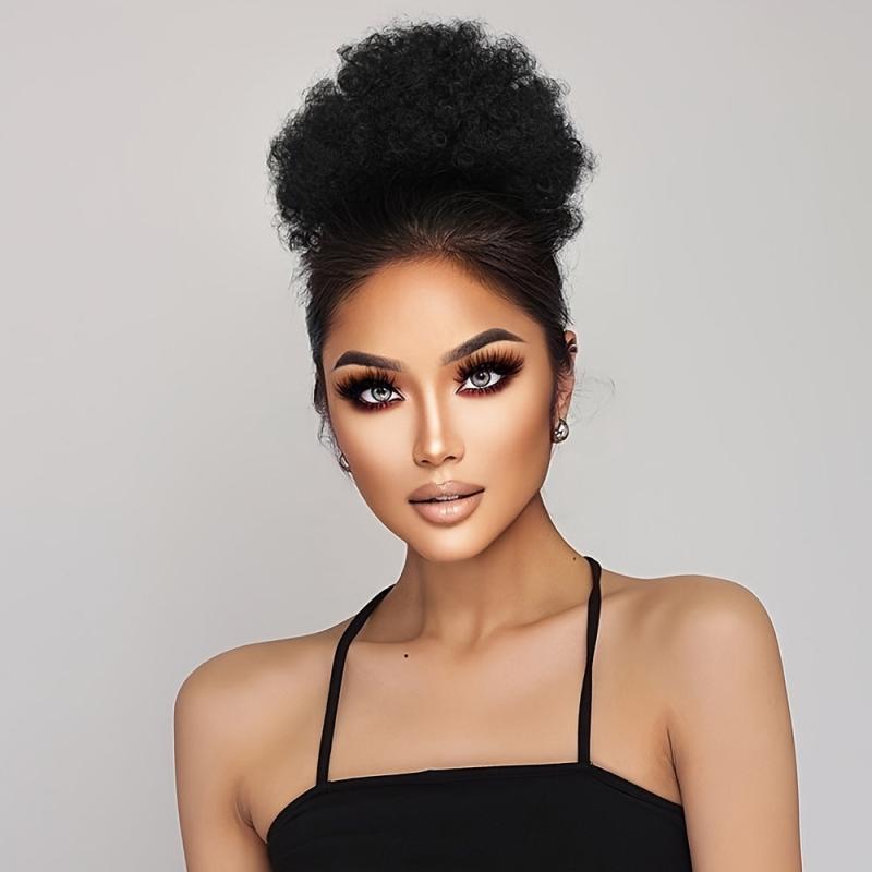 Afro Kinky Curly Ponytail Hair Extensions Drawstring Updo Hairpieces