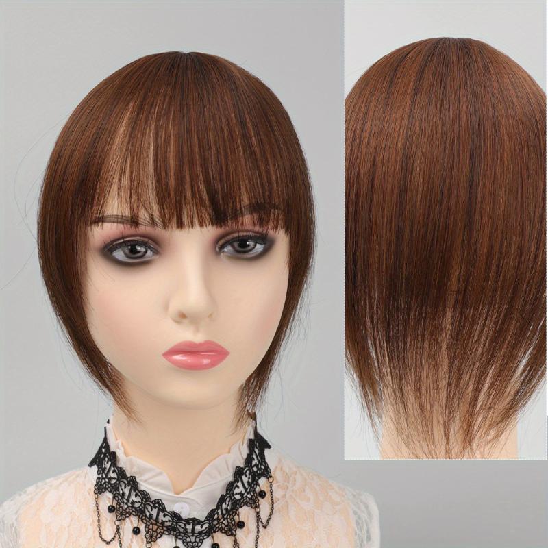 Short Straight Hair Topper With Bangs Synthetic Hair Piece