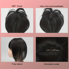 Short Straight Hair Topper With Bangs Synthetic Hair Piece