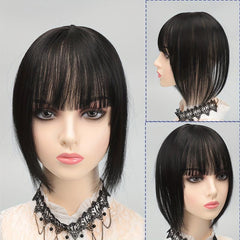 Short Straight Hair Topper With Bangs Synthetic Hair Piece