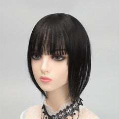 Short Straight Hair Topper With Bangs Synthetic Hair Piece