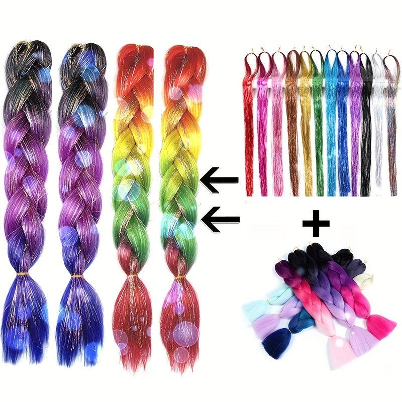 Colorful Jumbo Braiding Hair Extensions High Temperature Synthetic Fiber