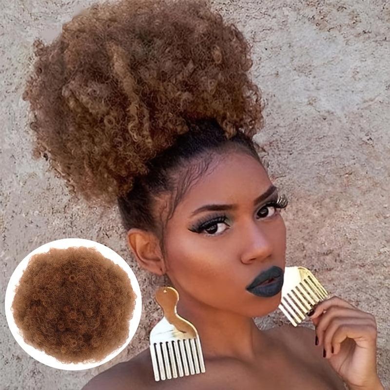 Short Afro Kinky Curly Hair Bun Puff Ponytail Extension