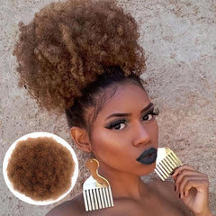 Short Afro Kinky Curly Hair Bun Puff Ponytail Extension