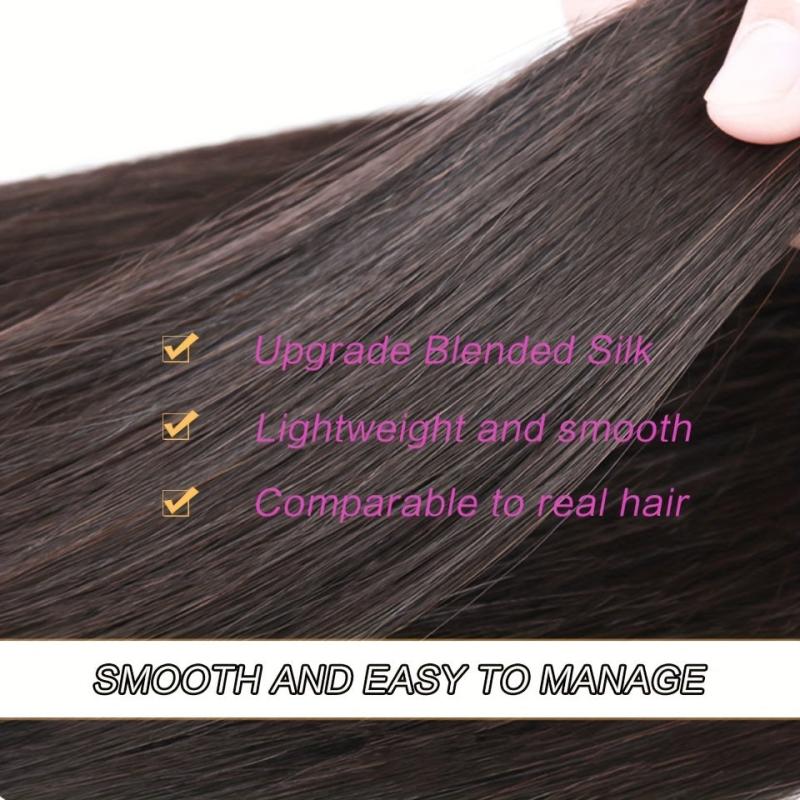Topper With Bangs Synthetic Clip In Hair Pieces Natural Looking For Daily Use