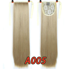 Long Straight Ponytail Extensions with Ribbon Tie, Synthetic Hair, Daily Use