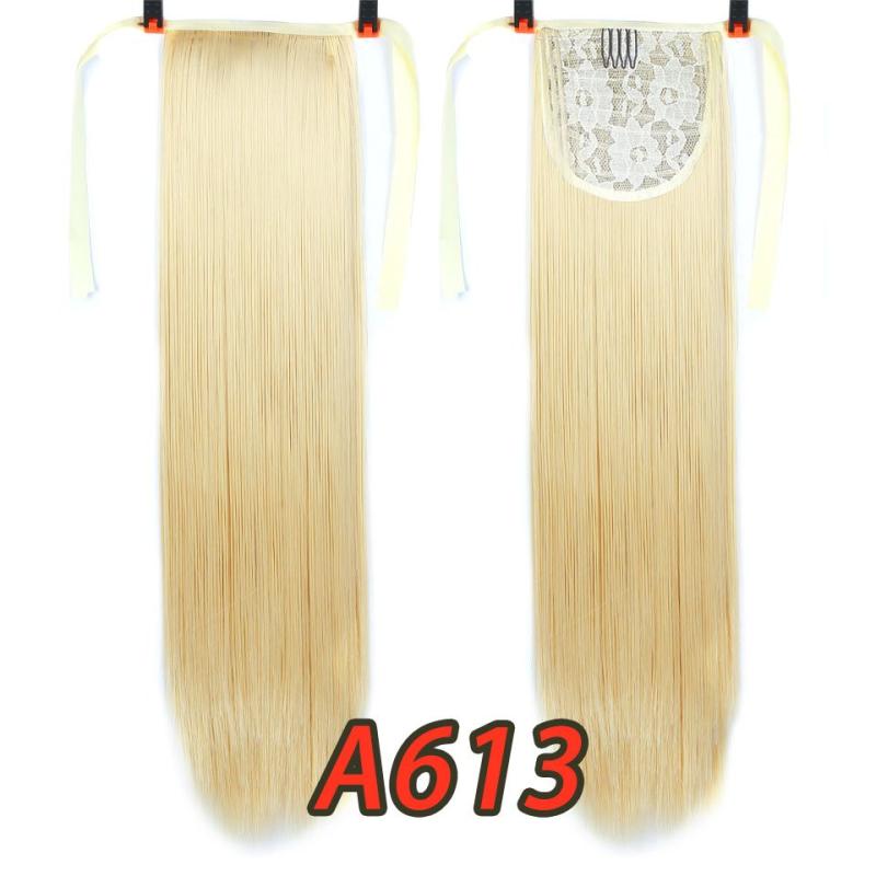 Long Straight Ponytail Extensions with Ribbon Tie, Synthetic Hair, Daily Use