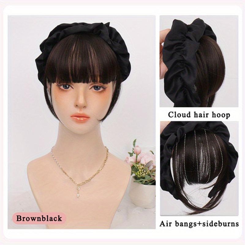Clip In Air Bangs With Sideburns Headband Hair