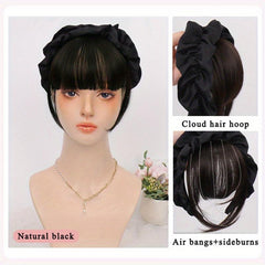 Clip In Air Bangs With Sideburns Headband Hair
