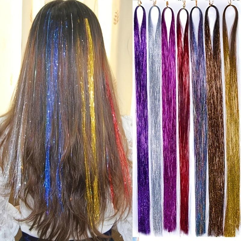 Colorful Hair Tinsel Fairy Kit 60-96 cm Extensions for Girls Women