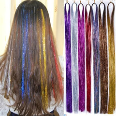 Colorful Hair Tinsel Fairy Kit 60-96 cm Extensions for Girls Women