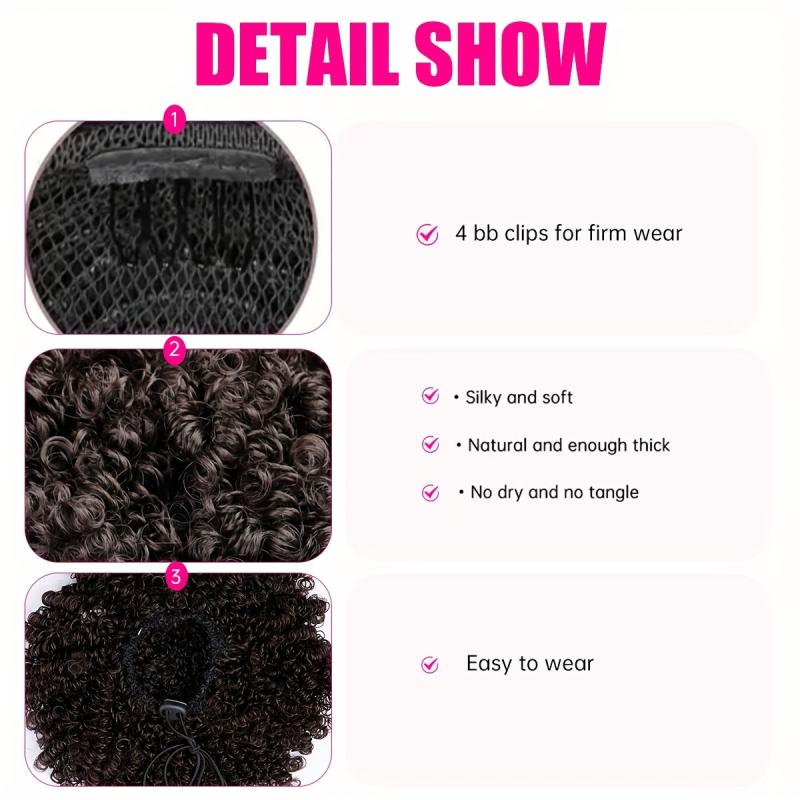 Afro Puff Kinky Curly Drawstring Ponytail Extension For Women