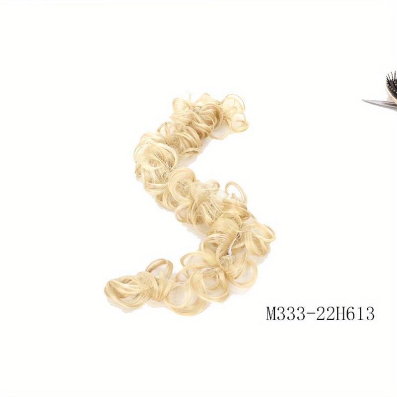 Curly Synthetic Hair Bun Scrunchie with Rubber Band Donut Hair Accessory