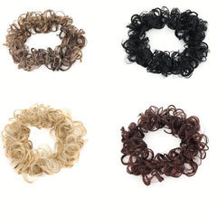 Curly Synthetic Hair Bun Scrunchie with Rubber Band Donut Hair Accessory