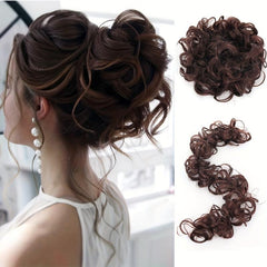 Curly Synthetic Hair Bun Scrunchie with Rubber Band Donut Hair Accessory