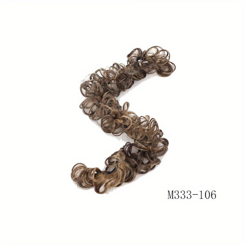 Curly Synthetic Hair Bun Scrunchie with Rubber Band Donut Hair Accessory
