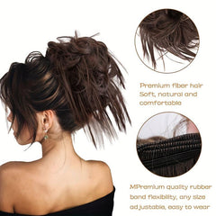 Short Curly Hair Bun Elastic Donut Scrunchie Chignon Bun