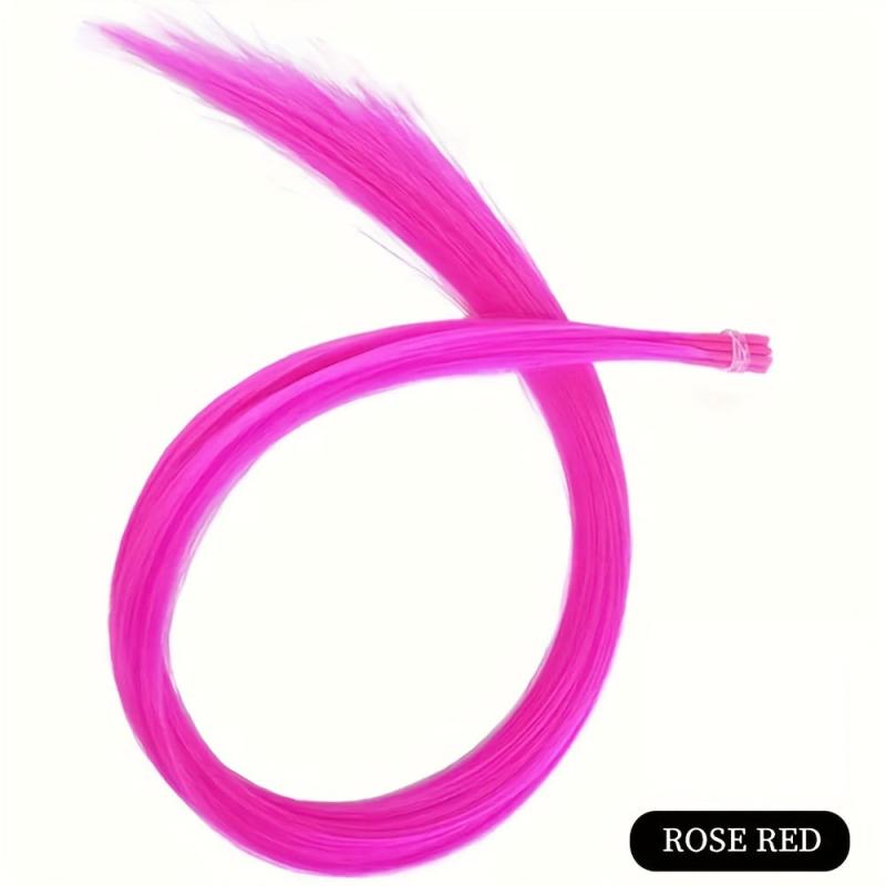 10 Strands Rainbow Hair Extensions DIY Heat Resistant Colorful Synthetic Hair