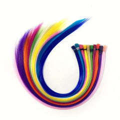 10 Strands Rainbow Hair Extensions DIY Heat Resistant Colorful Synthetic Hair