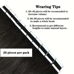 20pcs 1 Pack Straight Human Hair Tape In Extensions 40 66 04cm Natural 1B