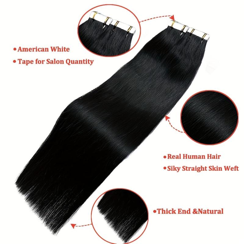 20pcs 1 Pack Straight Human Hair Tape In Extensions 40 66 04cm Natural 1B