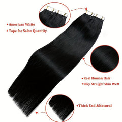 20pcs 1 Pack Straight Human Hair Tape In Extensions 40 66 04cm Natural 1B